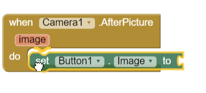 BiyoKatalog uygulaması Düğme Resminin Değiştirilmesi İhtiyaç duyduğumuz Block set Button1.image to yani Button1in resmini şuna ayarla bloğudur.