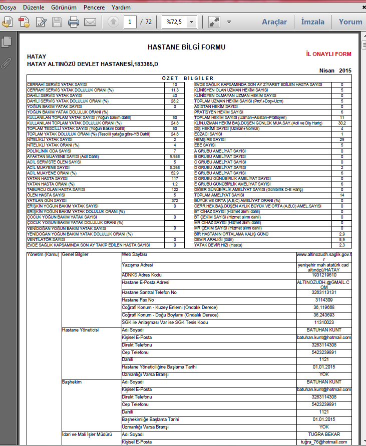 Veri girişlerini tamamlayan kurumlar PDF raporu alarak