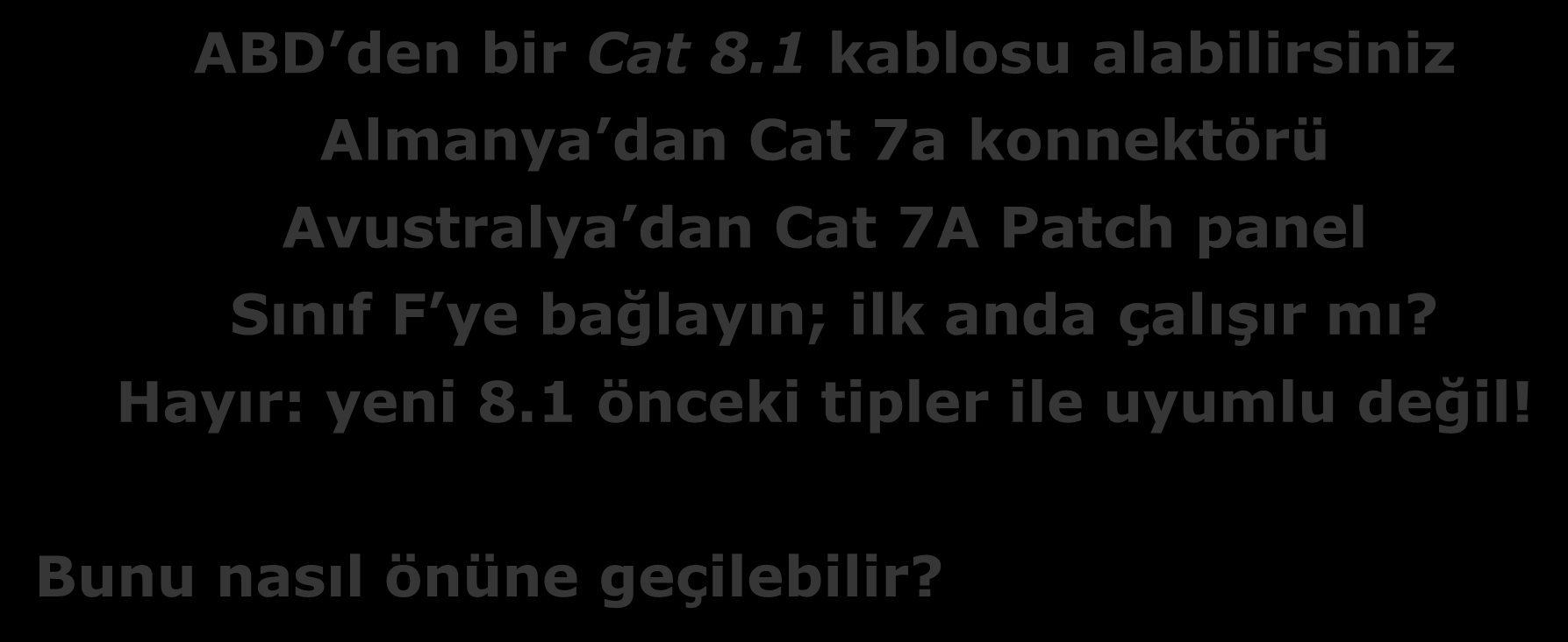 BİR DÜNYA STANDARDI Yanlış olan nedir? ABD den bir Cat 8.