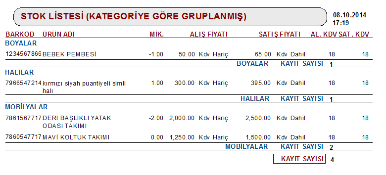 6. butonuna tıklayarak ürünlerinizin Kategorilerini, Markalarını, Birimini, Giriş Tarihleri gibi detaylı bilgilerine ulaşabilirsiniz. 7.