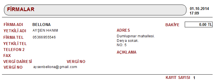 5. butonuna tıkladığınızda firma isimlerini ve bilgilerini listeler. 6.