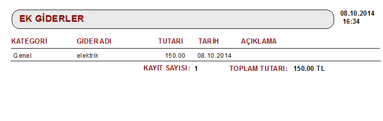 1.GĠDER EKLE butonuna tıklayarak yeni bir gider ekleyebilirsiniz. 2.