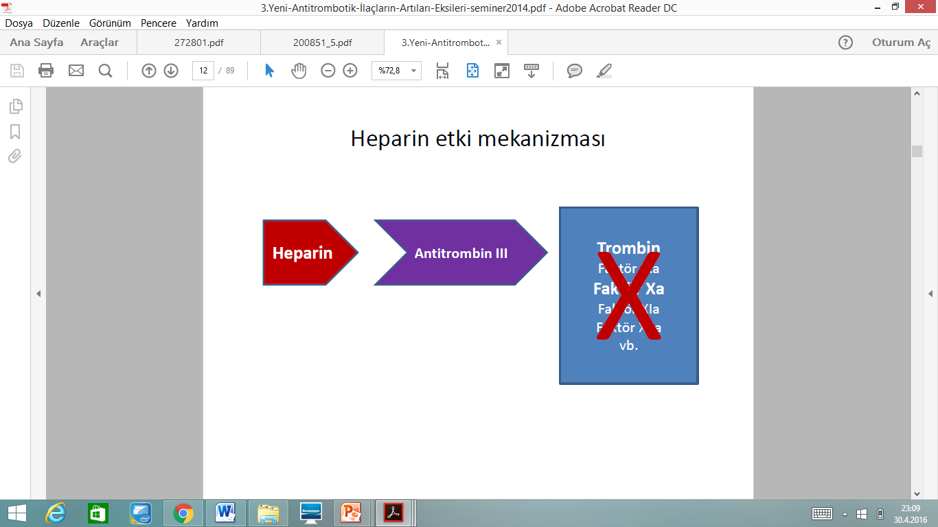 Tedavi - Heparin Hızlı başlangıçlı etkin tedavi Hastanede yatış