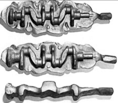 Açık kalıpta dövme işlemi Farklı çaplardaki bir şaftın açık kalıpta dövülerek şekillendirilmesi 33 Kapalı kalıpta dövme yöntemiyle üretilmiş krank