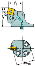 Dış çap işleme Delik işleme baraları ve kesme başlıkları oroturn P (Yüksek asınçlı) SL kesme başlıkları T-Max P levyeli bağlama tasarımı Dış çap işleme için Yüksek basınçlı kesme sıvısı tertibatına