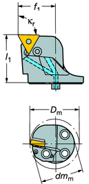oroturn P (Yüksek asınçlı) SL kesme başlıkları T-Max P levyeli bağlama tasarımı Delik işleme - Delik baraları ve kesme başlıkları PTFNR/L-P iriş açısı (ilerleme açısı): κ r 91 İlerleme açısı: -1