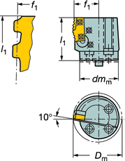 T-Max U-Lock SL Deliğe diş çekme için kesme başlıkları Vidalı bağlama tasarımı T-Max U-Lock /Twin-Lock Delik içi diş çekme R566.