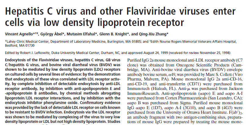 Flaviviridae ailesi virüslerinin endositozunun LDL reseptörü aracılığıyla