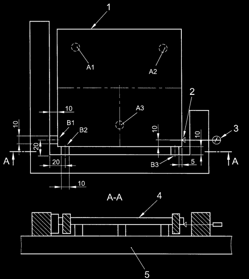 Ölçüler mm dir Açıklama 1. Panel 2. Ön kenar 5 mm 3. Kadranlı ölçme cihazı C1 4. Panel alt yüzü 5.