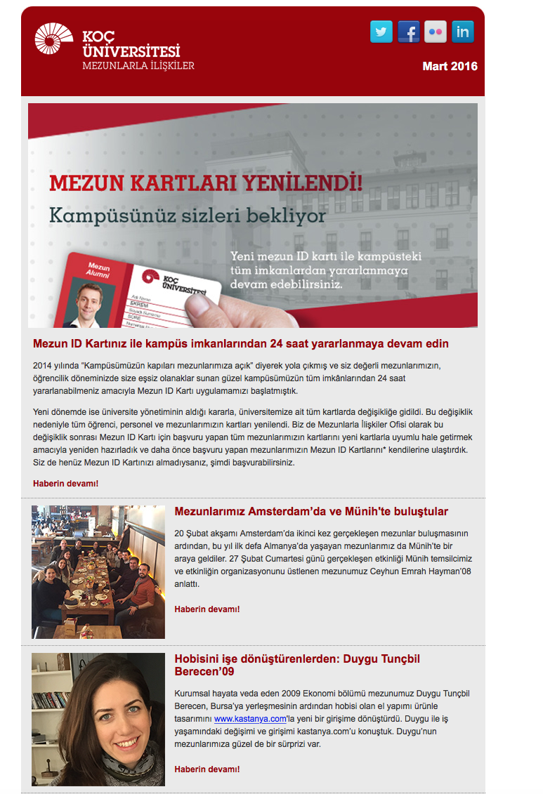 Mezunlar Web Sitesi ve Aylık E-bülten Mezunlar Web Sitesi Aylık