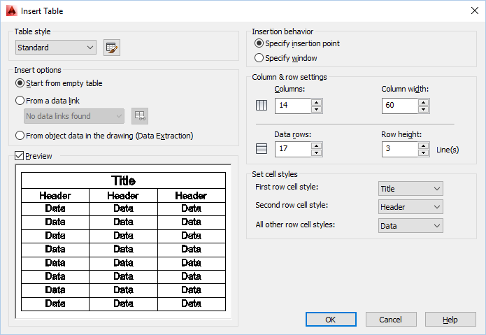 AutoCAD 2014 Kullanımı Table (Tablo) Komutu TABLE (TABLO OLUŞTURMAK) Çizim sırasında tablo çizmek