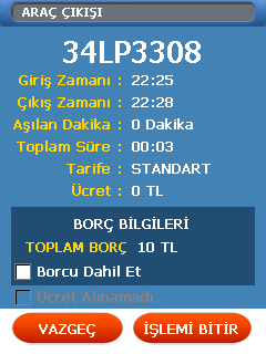 7 6. ARAÇ ÇIKIŞI EKRANI Espark programı Araç Çıkış modülü resimdeki gibidir. Araç çıkışı yapmak için 3 yöntem bulunmaktadır.