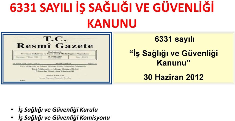 Güvenliği Kanunu 30 Haziran 2012 İş