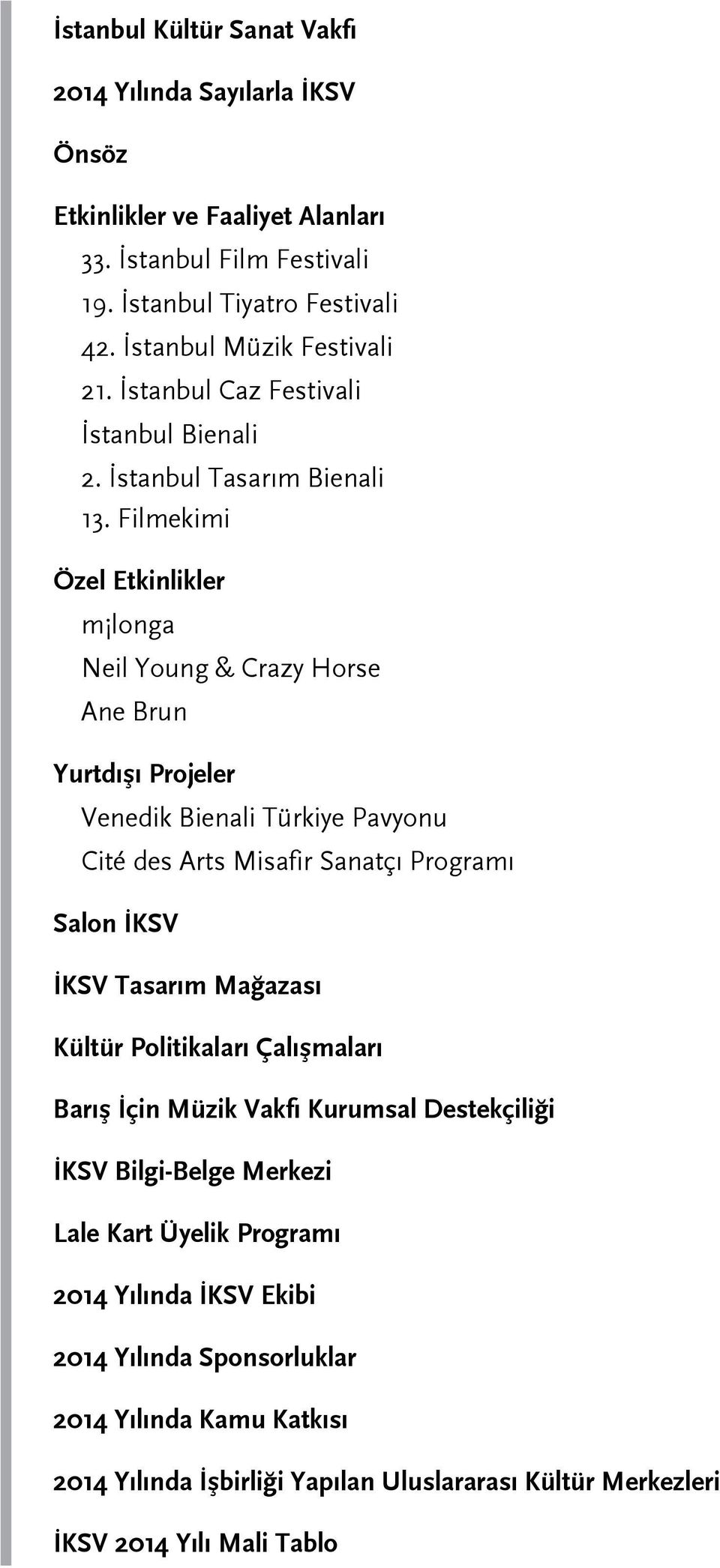 Filmekimi Özel Etkinlikler m longa Neil Young & Crazy Horse Ane Brun Yurtdışı Projeler Venedik Bienali Türkiye Pavyonu Cité des Arts Misafir Sanatçı Programı Salon İKSV İKSV Tasarım