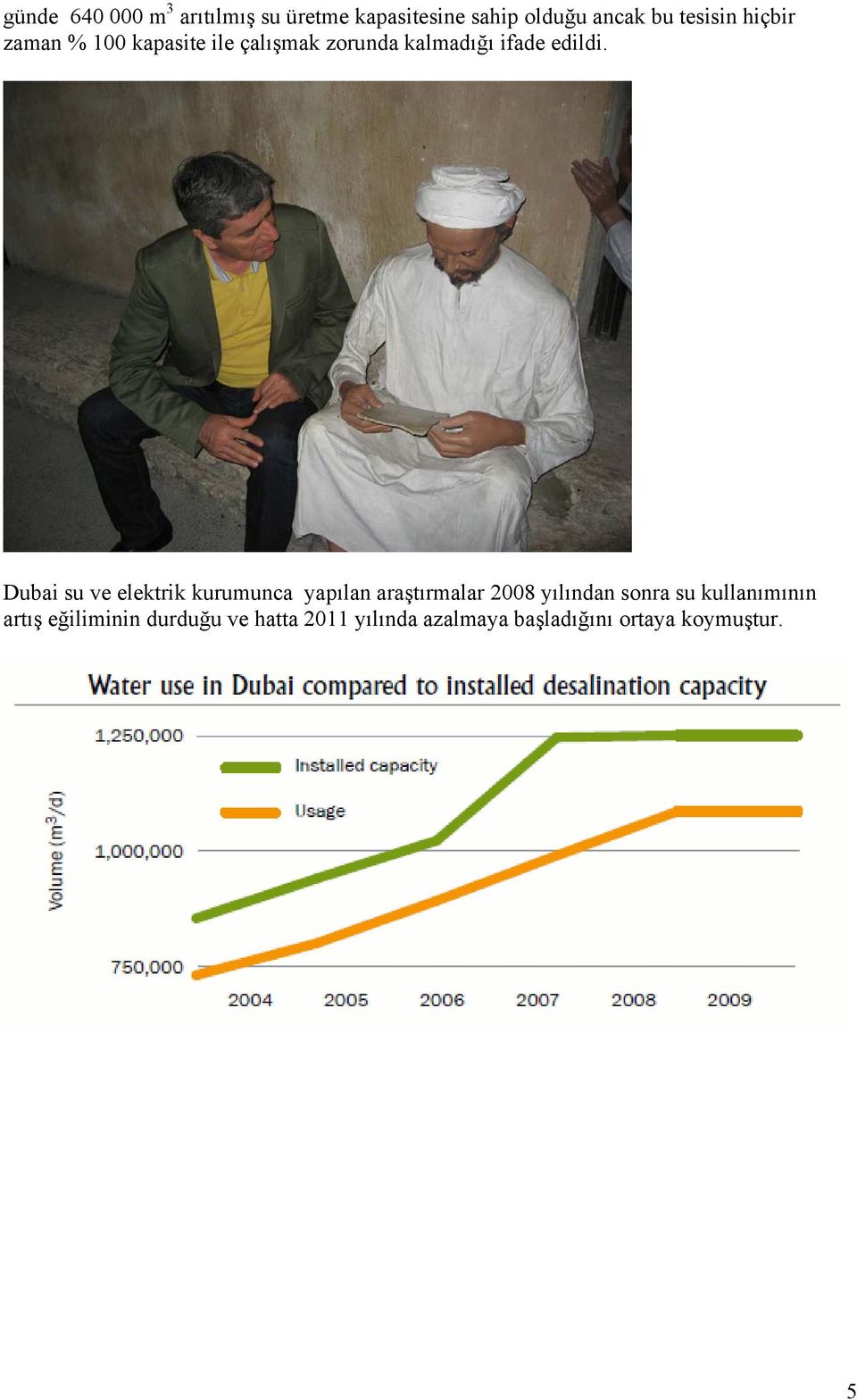 Dubai su ve elektrik kurumunca yapılan araştırmalar 2008 yılından sonra su