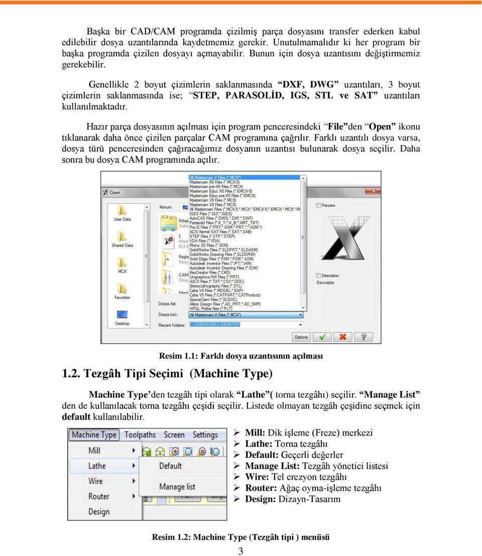 Genellikle 2 boyut çizimlerin saklanmasında DXF, DWG uzantıları, 3 boyut çizimlerin saklanmasında ise; STEP, PARASOLİD, IGS, STL ve SAT uzantıları kullanılmaktadır.