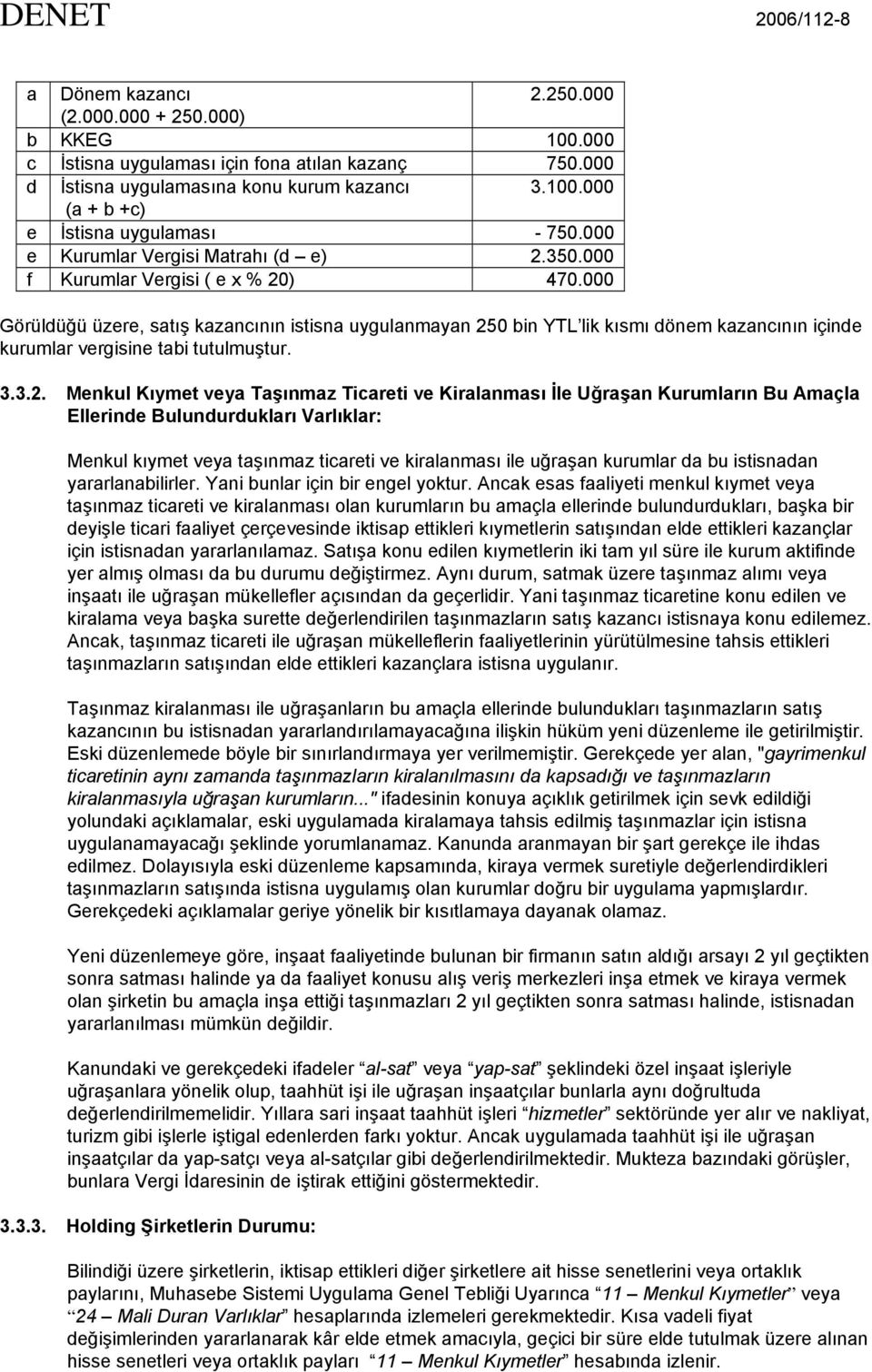 000 Görüldüğü üzere, satış kazancının istisna uygulanmayan 25