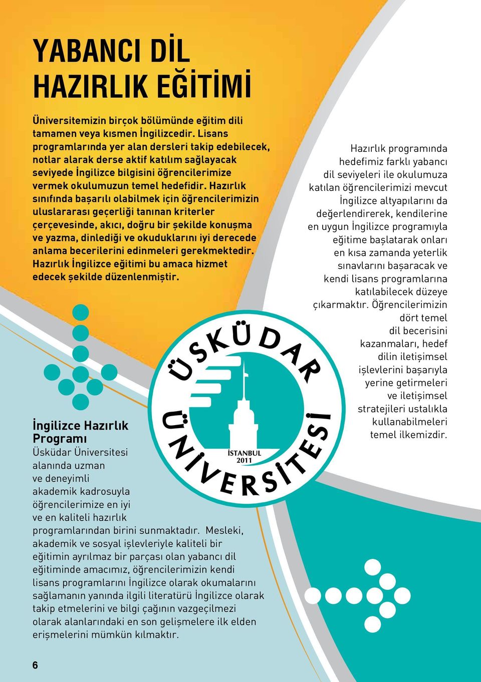 Hazırlık sınıfında başarılı olabilmek için öğrencilerimizin uluslararası geçerliği tanınan kriterler çerçevesinde, akıcı, doğru bir şekilde konuşma ve yazma, dinlediği ve okuduklarını iyi derecede