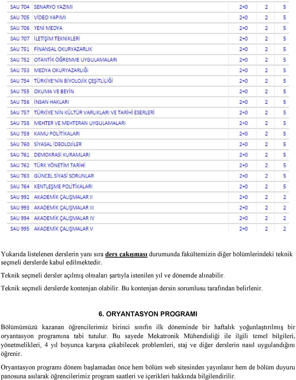 ORYANTASYON PROGRAMI Bölümümüzü kazanan öğrencilerimiz birinci sınıfın ilk döneminde bir haftalık yoğunlaştırılmış bir oryantasyon programına tabi tutulur.