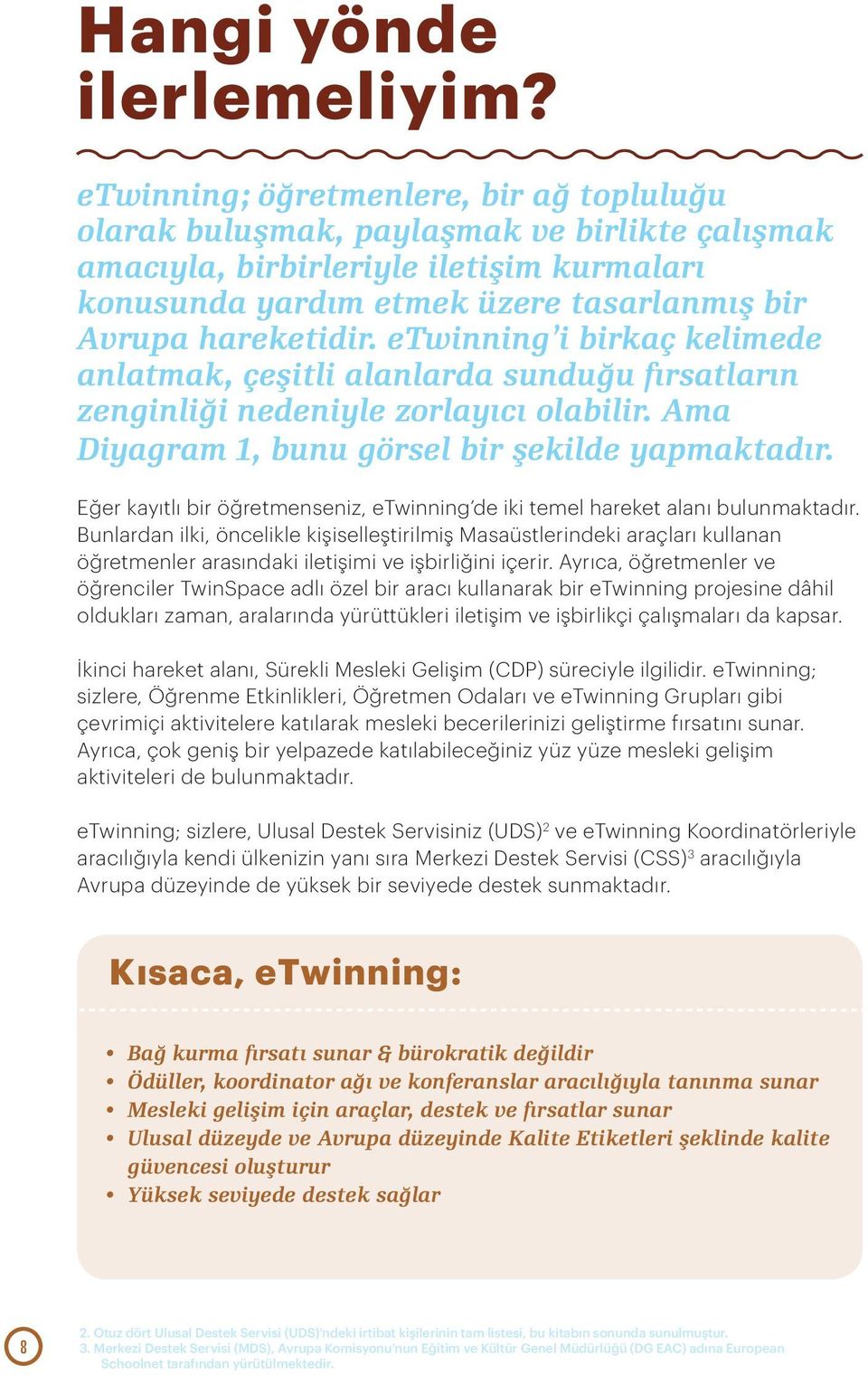 etwinning i birkaç kelimede anlatmak, çeşitli alanlarda sunduğu fırsatların zenginliği nedeniyle zorlayıcı olabilir. Ama Diyagram 1, bunu görsel bir şekilde yapmaktadır.