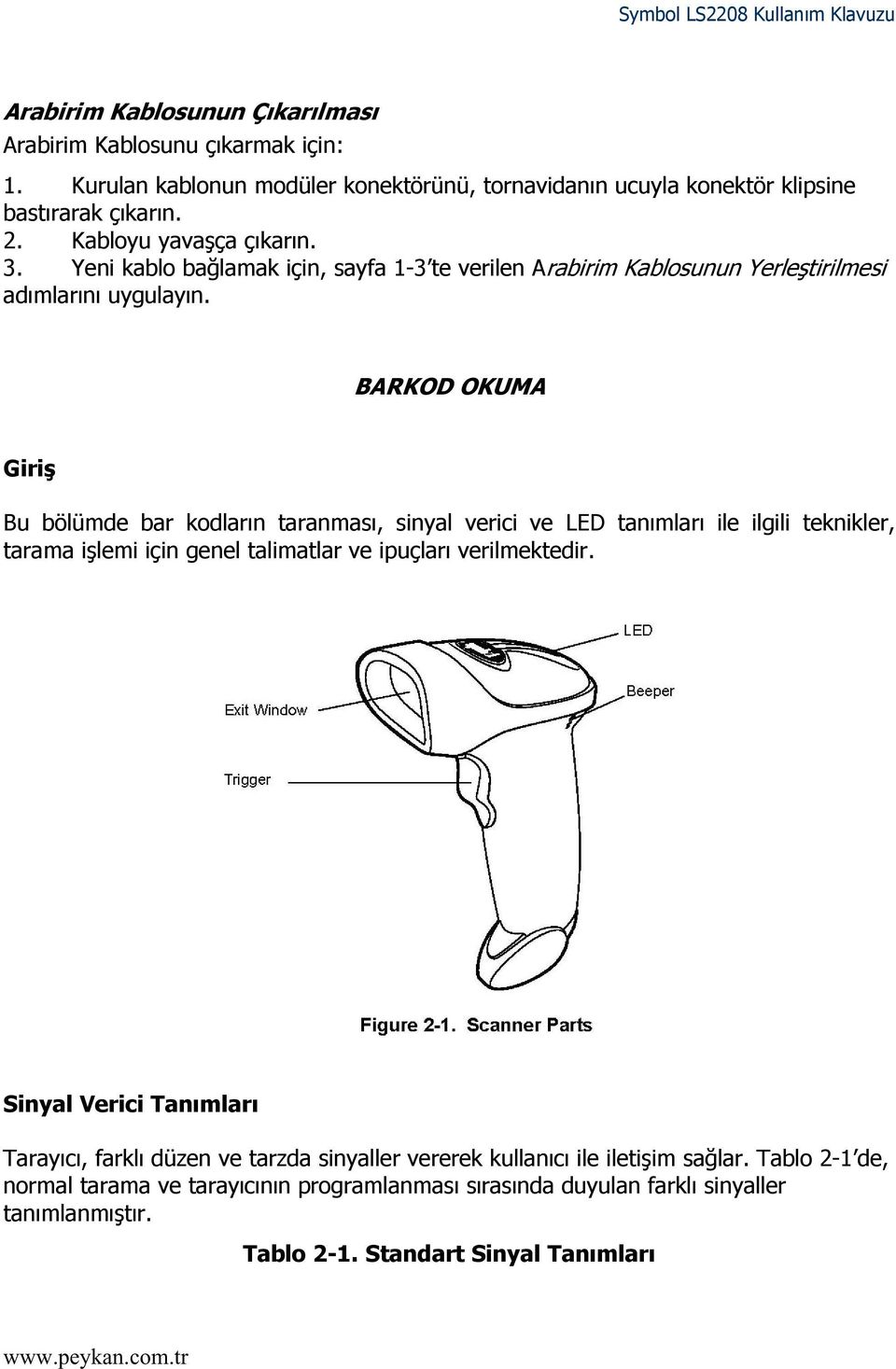 BARKOD OKUMA Giriş Bu bölümde bar kodların taranması, sinyal verici ve LED tanımları ile ilgili teknikler, tarama işlemi için genel talimatlar ve ipuçları verilmektedir.