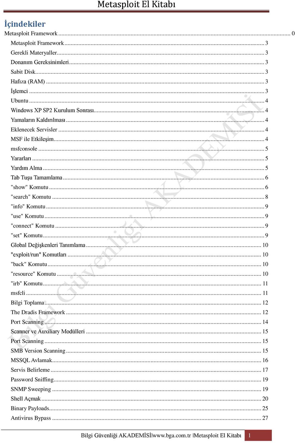 .. 6 "show" Komutu... 6 "search" Komutu... 8 "info" Komutu... 9 "use" Komutu... 9 "connect" Komutu... 9 "set" Komutu... 9 Global Değişkenleri Tanımlama... 10 "exploit/run" Komutları... 10 "back" Komutu.