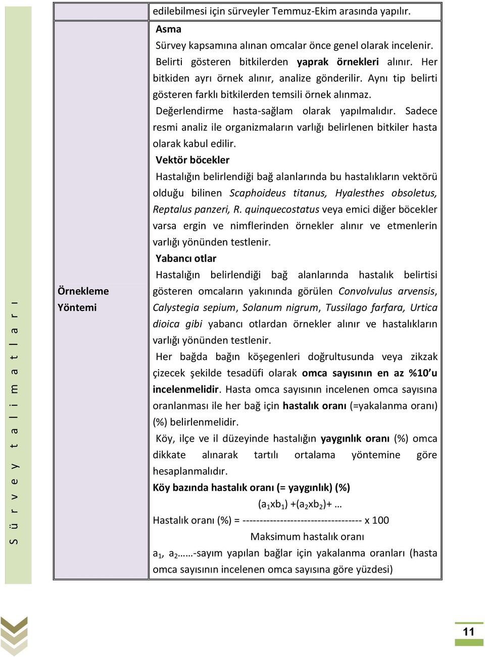 Sadece resmi analiz ile organizmaların varlığı belirlenen bitkiler hasta olarak kabul edilir.