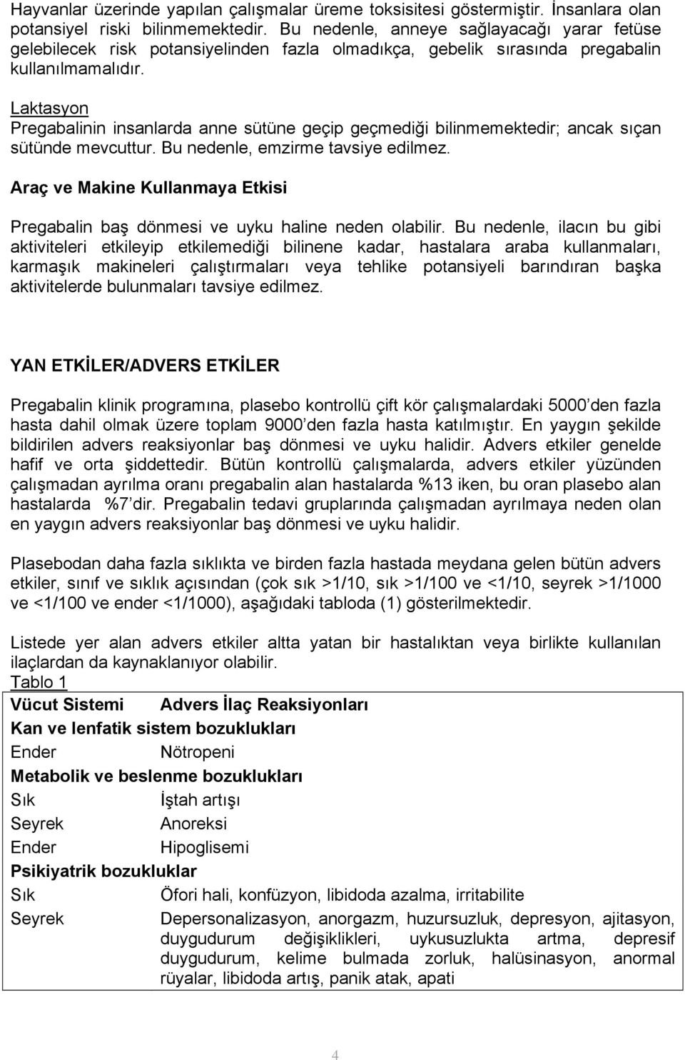 Laktasyon Pregabalinin insanlarda anne sütüne geçip geçmediği bilinmemektedir; ancak sıçan sütünde mevcuttur. Bu nedenle, emzirme tavsiye edilmez.