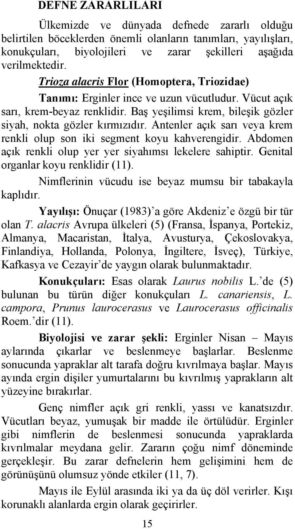 Antenler açık sarı veya krem renkli olup son iki segment koyu kahverengidir. Abdomen açık renkli olup yer yer siyahımsı lekelere sahiptir. Genital organlar koyu renklidir (11).