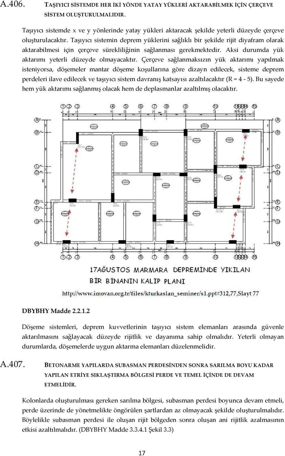 Taşıyıcı sistemin deprem yüklerini sağlıklı bir şekilde rijit diyafram olarak aktarabilmesi için çerçeve sürekliliğinin sağlanması gerekmektedir.