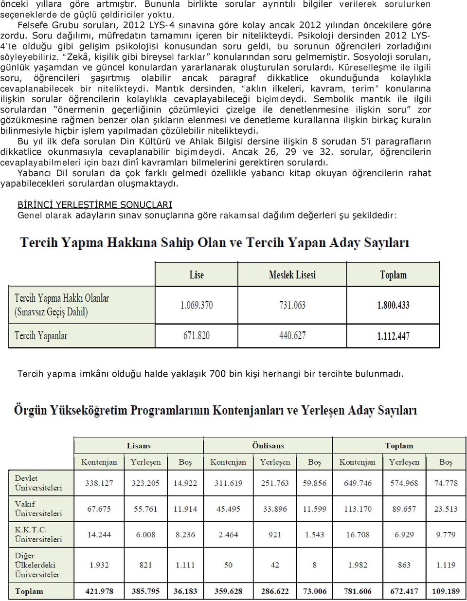 Psikoloji dersinden 2012 LYS- 4 te olduğu gibi gelişim psikolojisi konusundan soru geldi, bu sorunun öğrencileri zorladığını söyleyebiliriz.