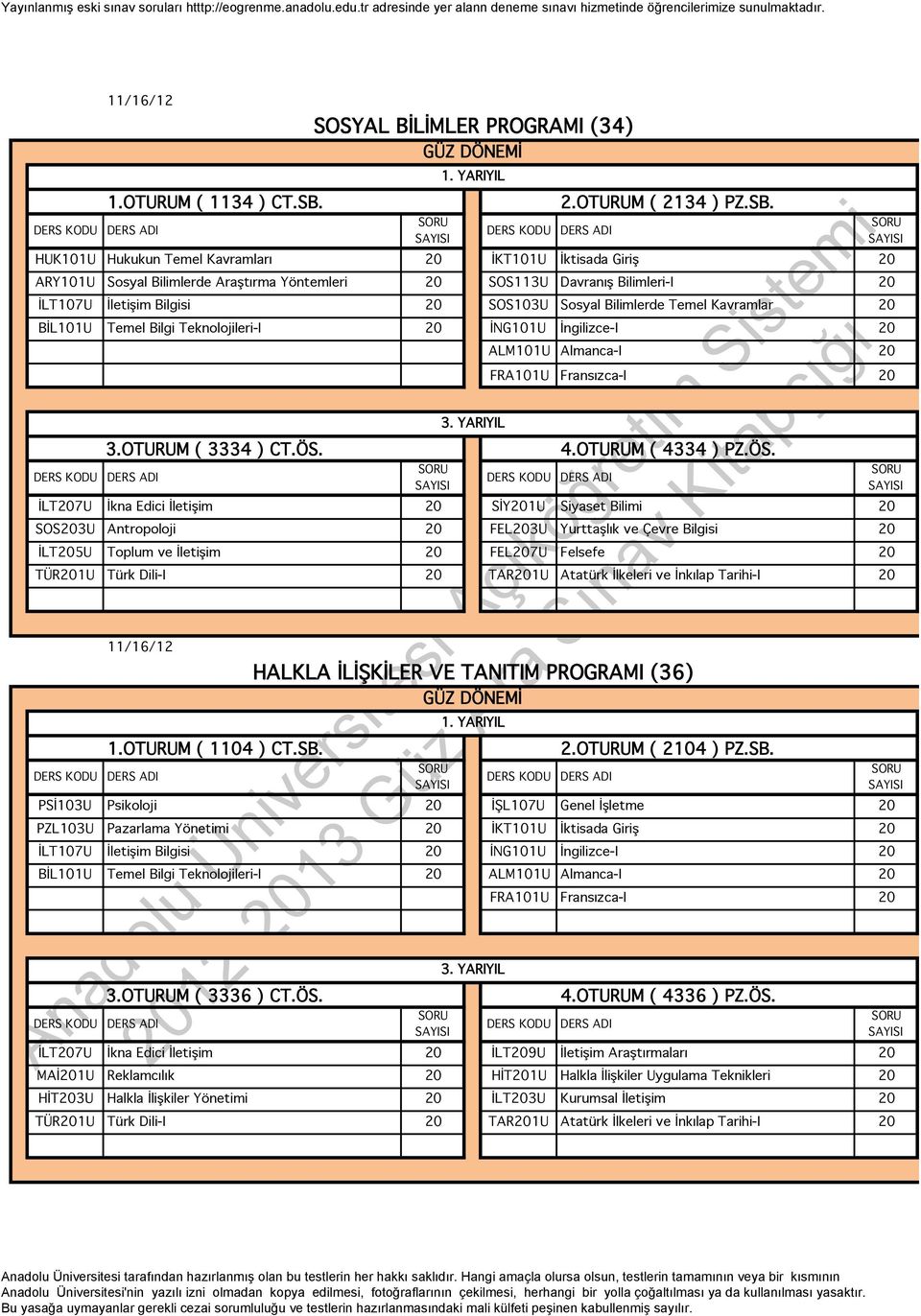 HUK101U Hukukun Temel Kavramları 20 İKT101U İktisada Giriş 20 ARY101U Sosyal Bilimlerde Araştırma Yöntemleri 20 SOS113U Davranış Bilimleri-I 20 İLT107U İletişim Bilgisi 20 SOS103U Sosyal Bilimlerde