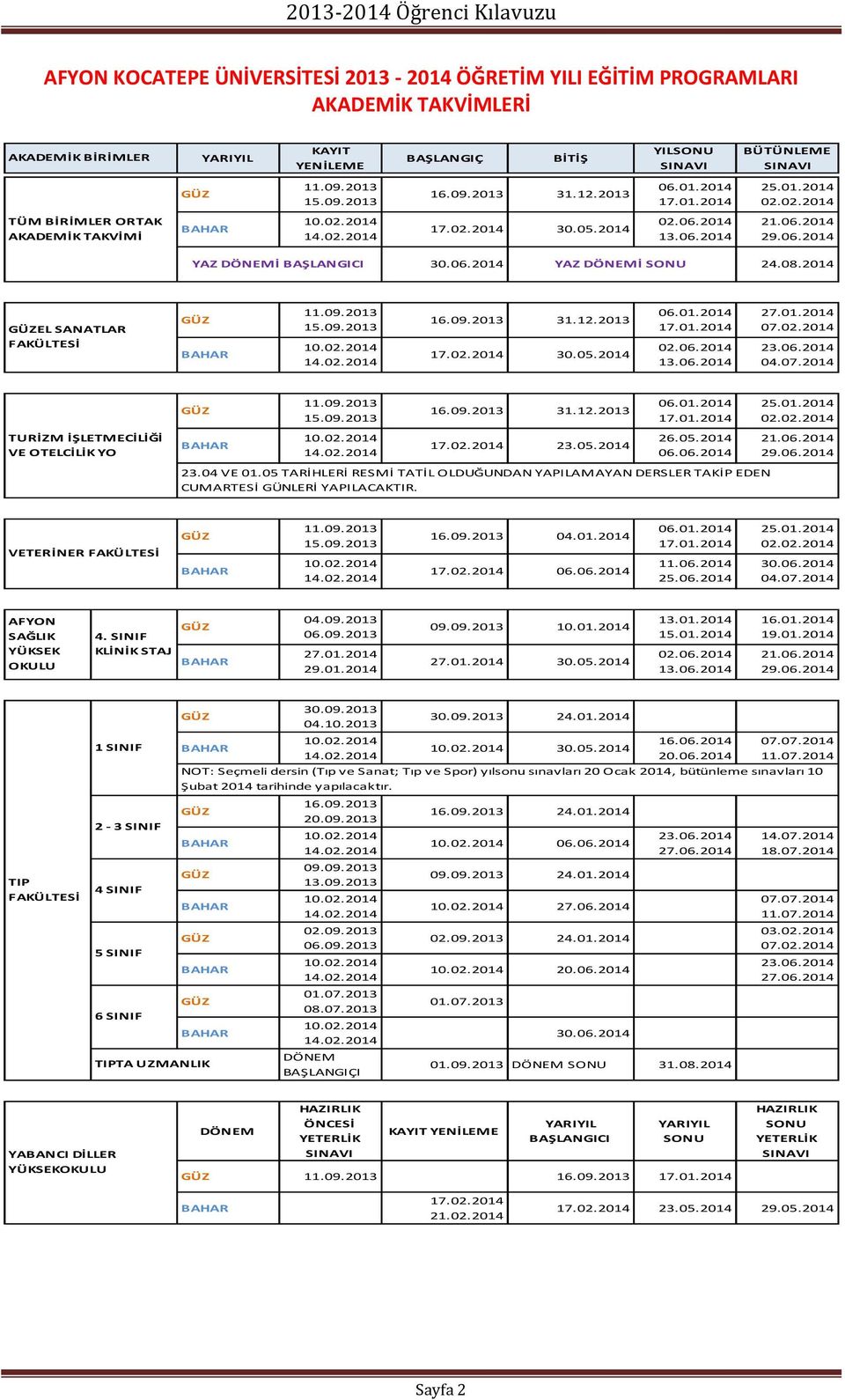06.2014 YAZ DÖNEMİ SONU 24.08.2014 GÜZEL SANATLAR FAKÜLTESİ GÜZ BAHAR 11.09.2013 15.09.2013 10.02.2014 14.02.2014 16.09.2013 31.12.2013 17.02.2014 30.05.2014 06.01.2014 17.01.2014 02.06.2014 13.06.2014 27.