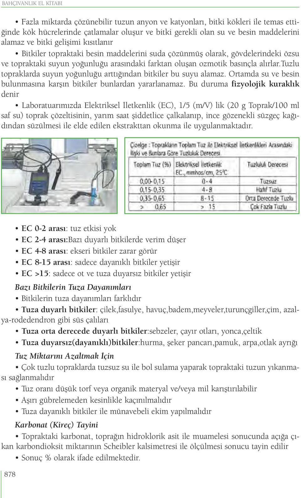 tuzlu topraklarda suyun yoğunluğu arttığından bitkiler bu suyu alamaz. Ortamda su ve besin bulunmasına karşın bitkiler bunlardan yararlanamaz.