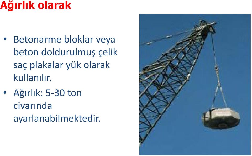 plakalar yük olarak kullanılır.