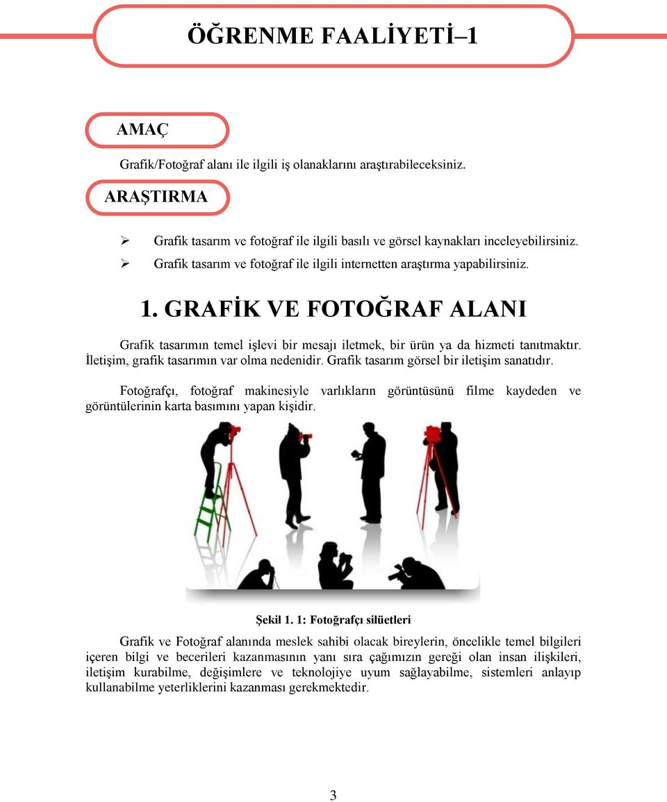 GRAFİK VE FOTOĞRAF ALANI Grafik tasarımın temel işlevi bir mesajı iletmek, bir ürün ya da hizmeti tanıtmaktır. İletişim, grafik tasarımın var olma nedenidir.