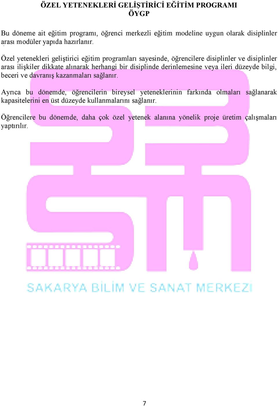 Özel yetenekleri geliştirici eğitim programları sayesinde, öğrencilere disiplinler ve disiplinler arası ilişkiler dikkate alınarak herhangi bir disiplinde