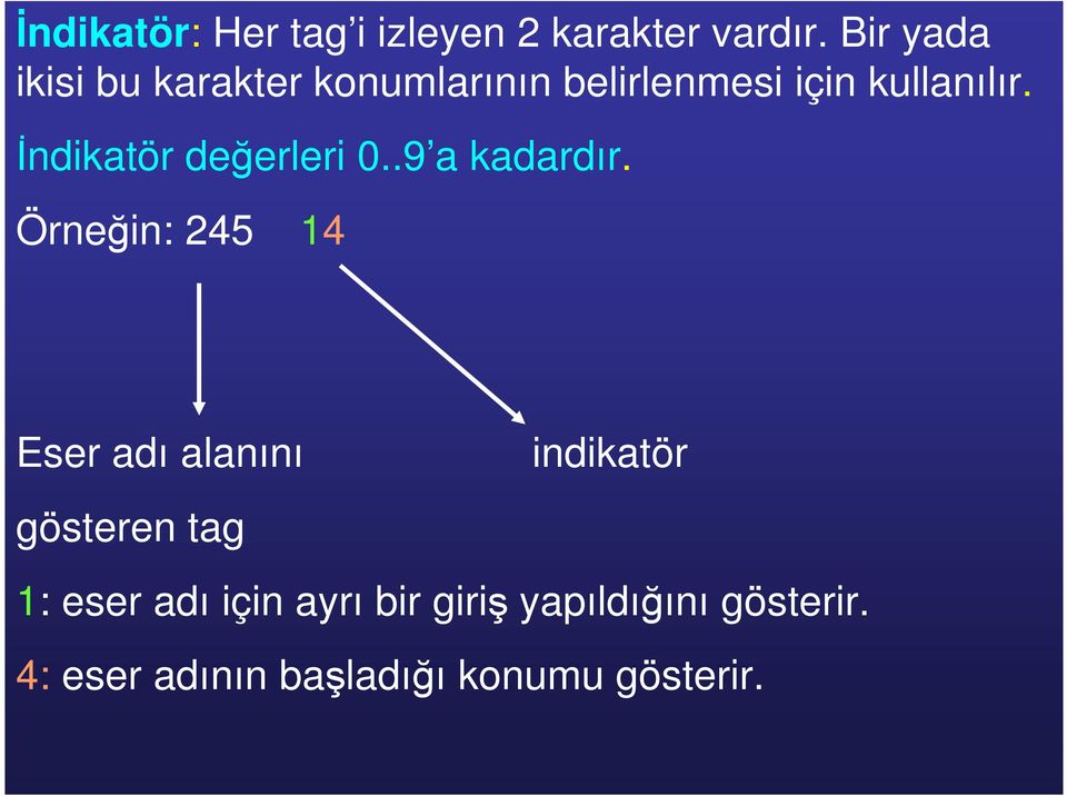 Đndikatör değerleri 0..9 a kadardır.