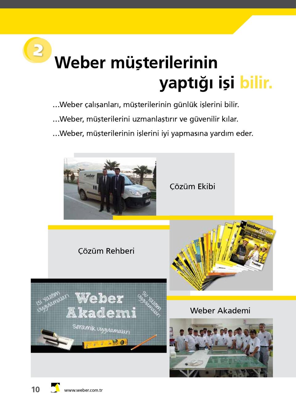 Weber, müşterilerini uzmanlaştırır ve güvenilir kılar.