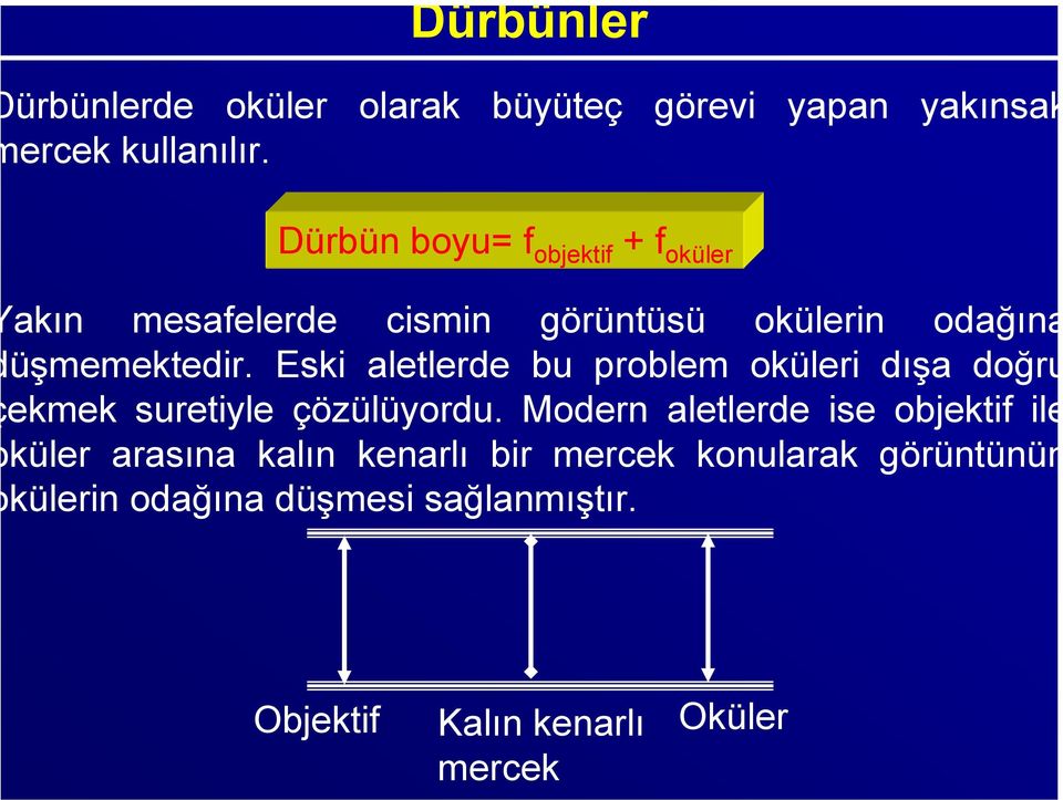 Eski aletlerde bu problem oküleri dışa doğru ekmek suretiyle çözülüyordu.