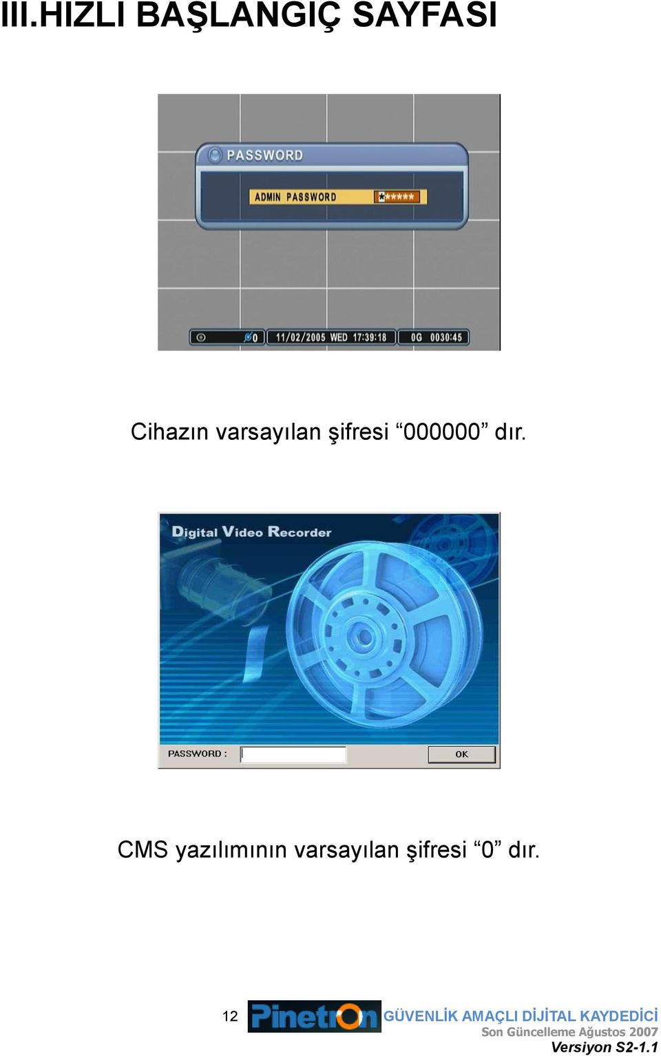 CMS yazılımının varsayılan Ģifresi 0