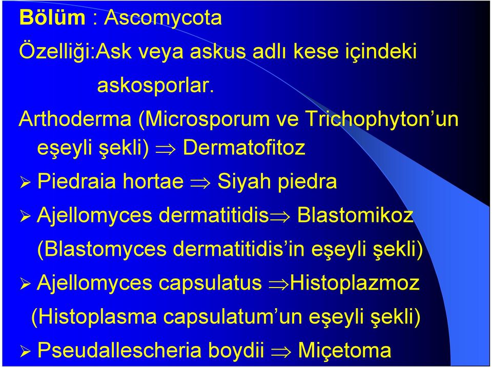 Siyah piedra Ajellomyces dermatitidis Blastomikoz (Blastomyces dermatitidis in eşeyli