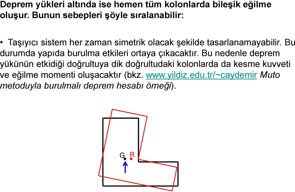 Bu durumda yapıda burulma etkileri ortaya çıkacaktır.