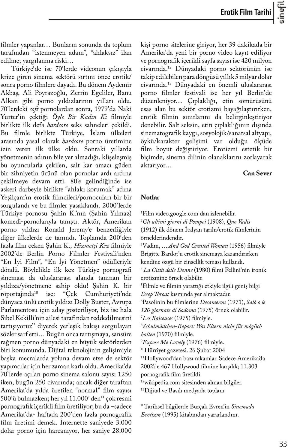 70 lerdeki soft pornolardan sonra, 1979 da Naki Yurter in çektiği Öyle Bir Kadın Ki filmiyle birlikte ilk defa hardcore seks sahneleri çekildi.