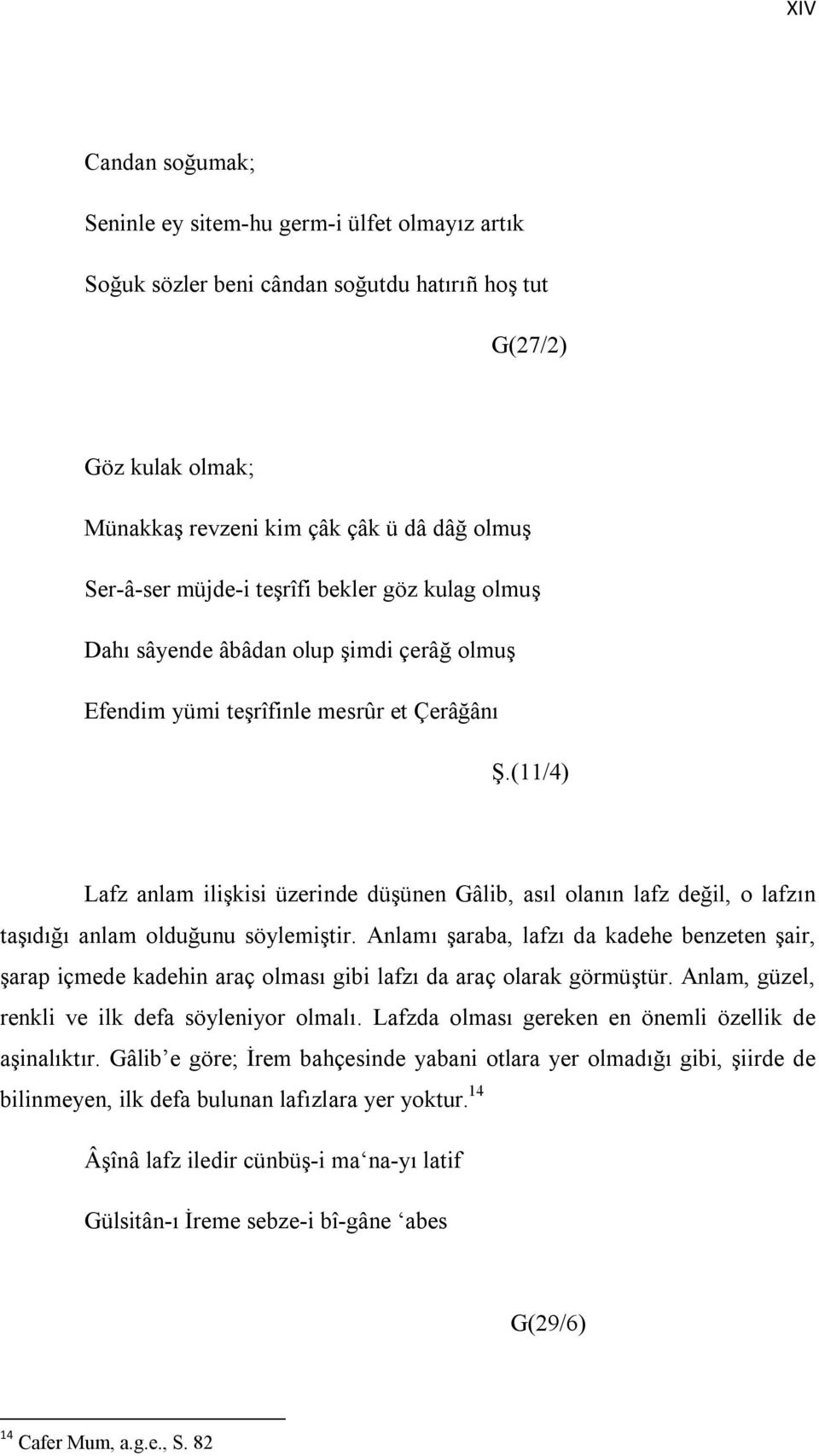 (11/4) Lafz anlam ilişkisi üzerinde düşünen Gâlib, asıl olanın lafz değil, o lafzın taşıdığı anlam olduğunu söylemiştir.