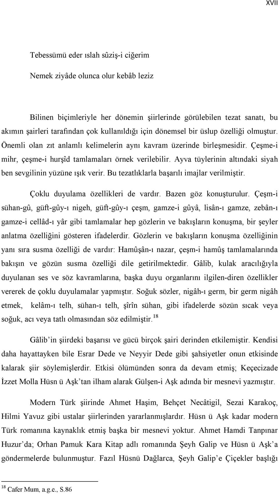 Ayva tüylerinin altındaki siyah ben sevgilinin yüzüne ışık verir. Bu tezatlıklarla başarılı imajlar verilmiştir. Çoklu duyulama özellikleri de vardır. Bazen göz konuşturulur.