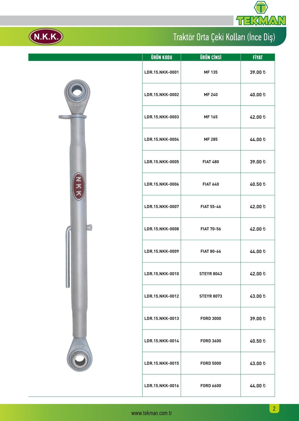 00 LDR.15.NKK-0009 FIAT 80-66 44.00 LDR.15.NKK-0010 STEYR 8043 42.00 LDR.15.NKK-0012 STEYR 8073 43.00 LDR.15.NKK-0013 FORD 3000 39.