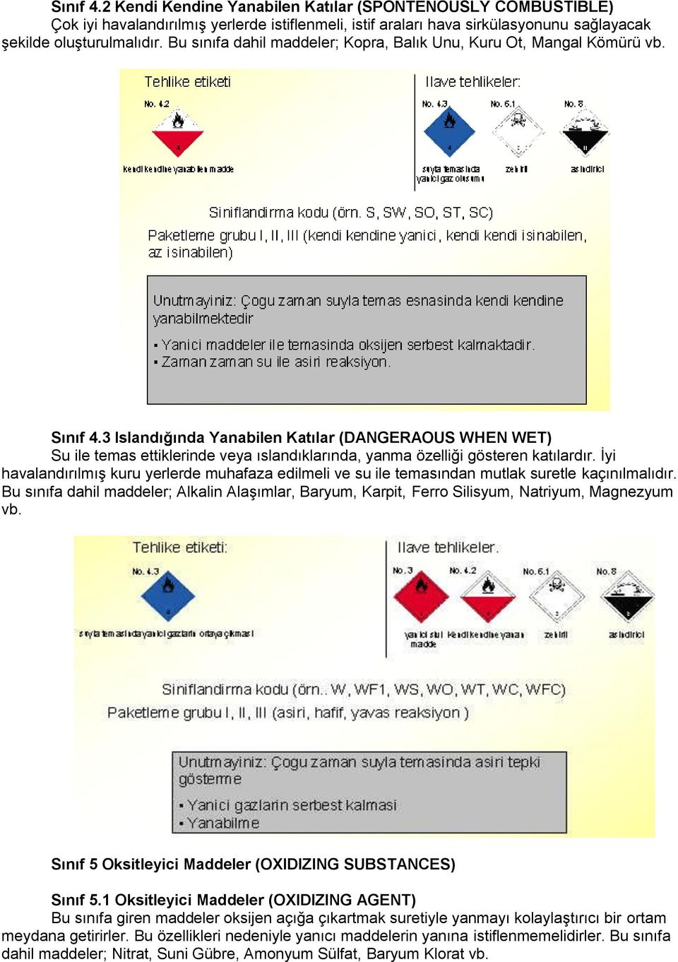 3 Islandığında Yanabilen Katılar (DANGERAOUS WHEN WET) Su ile temas ettiklerinde veya ıslandıklarında, yanma özelliği gösteren katılardır.