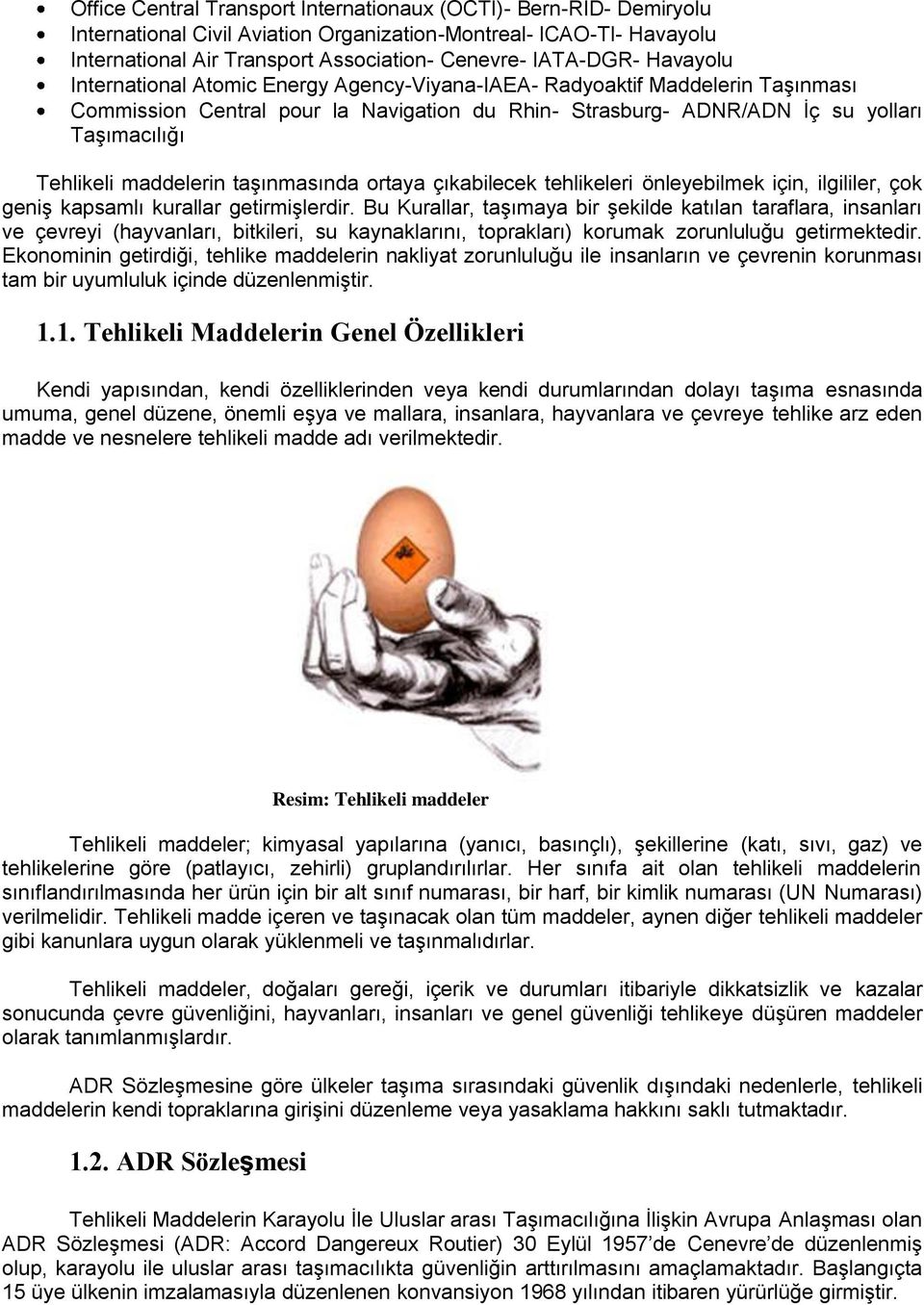 maddelerin taşınmasında ortaya çıkabilecek tehlikeleri önleyebilmek için, ilgililer, çok geniş kapsamlı kurallar getirmişlerdir.