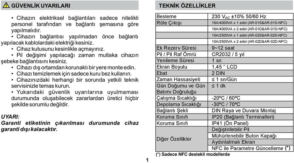 Cihazı dış ortamdan korunaklı bir yere monte edin. Cihazı temizlemek için sadece kuru bez kullanın. Cihazınızdaki herhangi bir sorunda yetkili teknik servisinizle temas kurun.